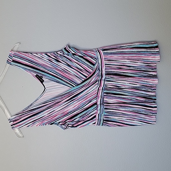 Lane Bryant Fun Colorful surplice swing stripe sleeveless top 14 - Picture 2 of 9